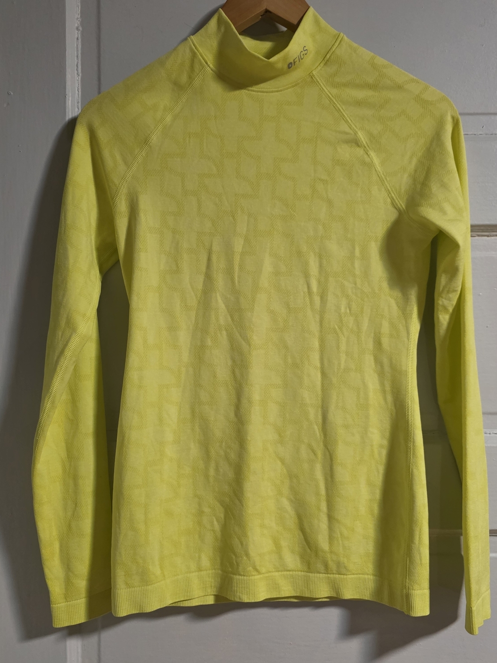 Fig's Neon Yellow Turtleneck Underscrub Top